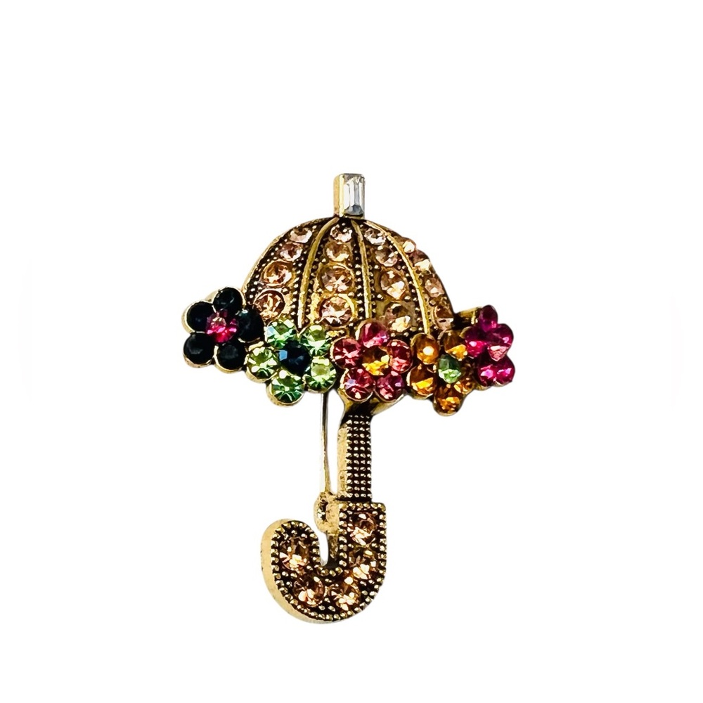 French-Style Gold-Toned Umbrella Brooch - Picture 2 of 5